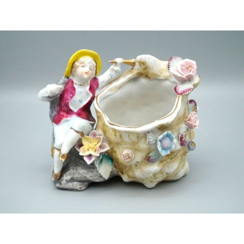Antique Figural Bone‎ China Flower Vase Planter